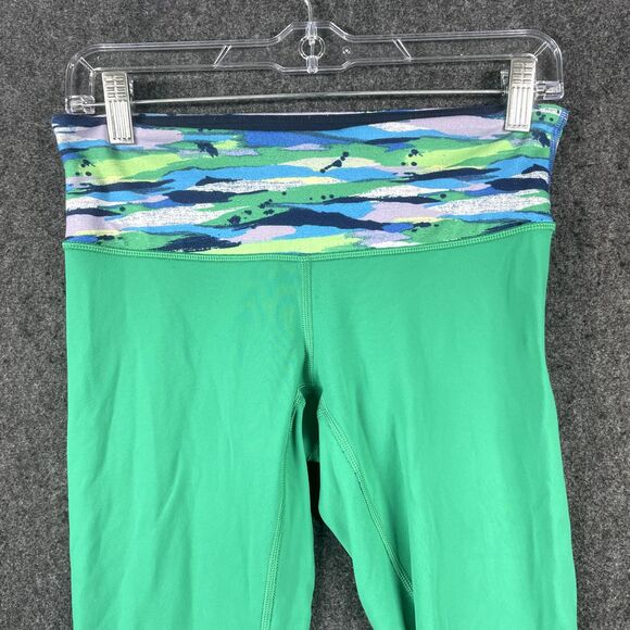 Lululemon Wunder Under Crop Reversible Women's 6 Jungle Green Inkwell - Picture 2 of 10